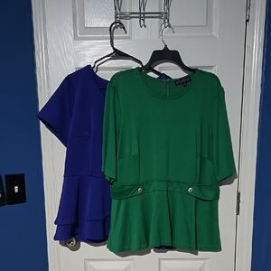 Eloquii Green & Purple Peplum Tops